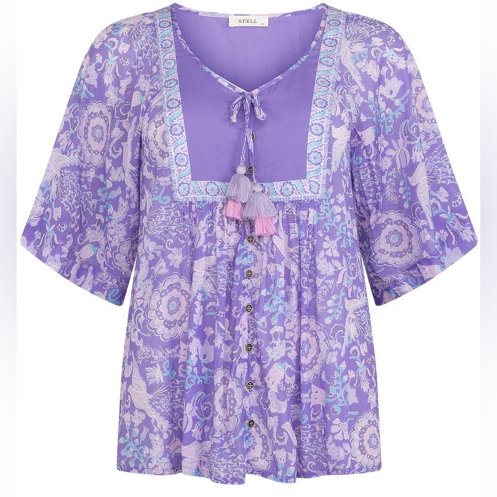 NWTS SPELL SANNAH SHORT SLEEVE BLOUSE (L) - Picture 6 of 12